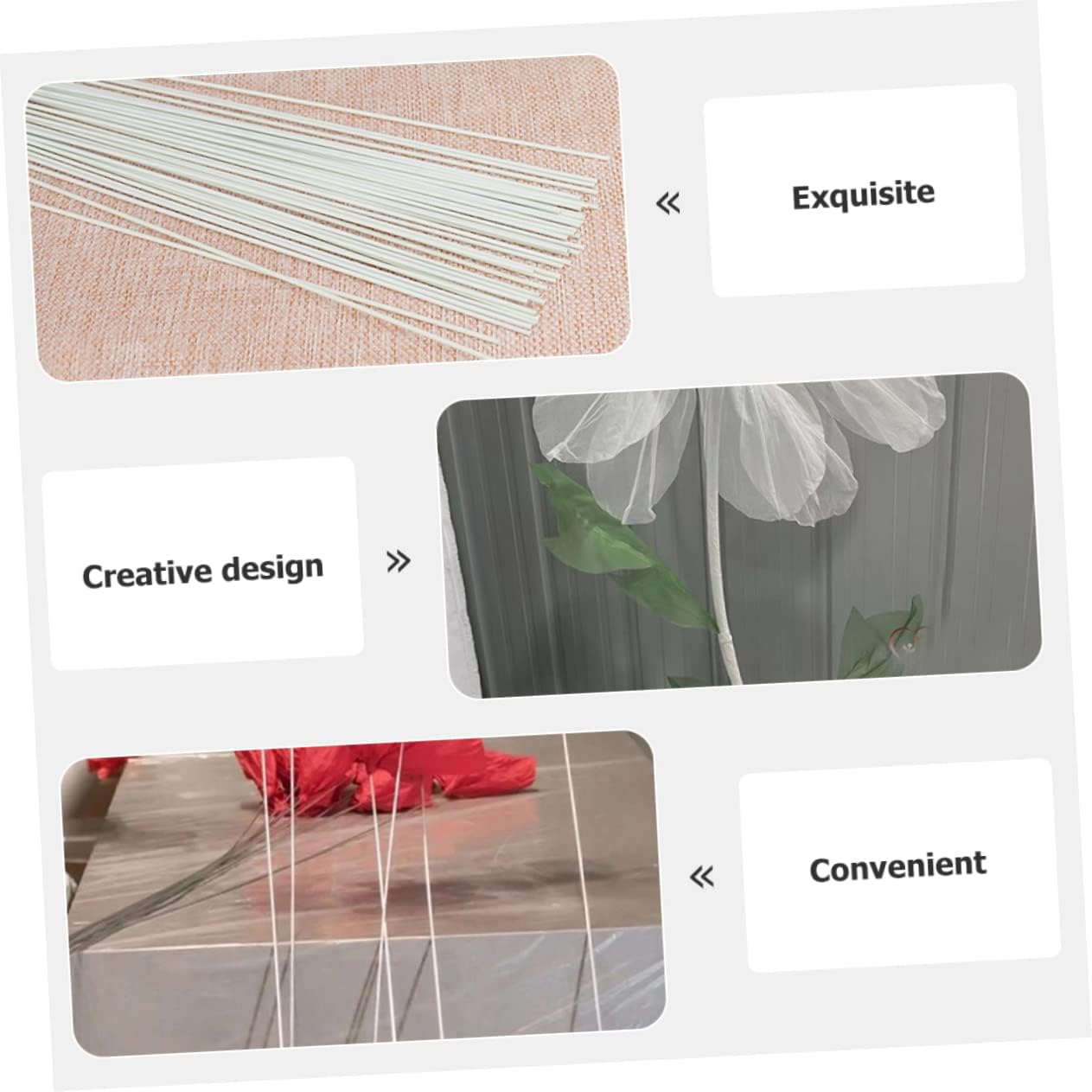 SHINEOFI 200pcs Practical Wire Stems for Shop DIY Craft Projects and Garden Decoration Floral Wires