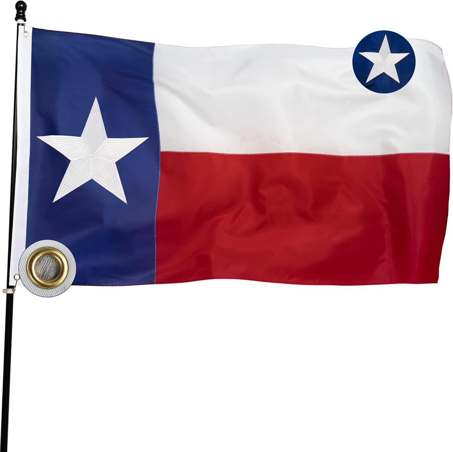 DANF Texas Flag 3x5 ft: Longest Lasting Heavy Duty TX State Flag Made from Nylon, Brass Grommets, Embroidered Star, Sewn Stripes, UV Protection Perfect for Outdoors!