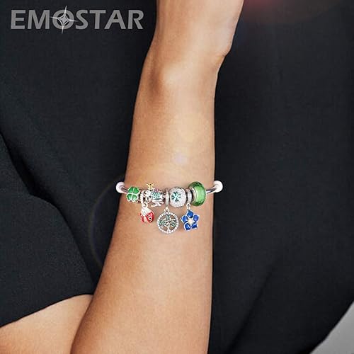 Miniatura 5 de Juego de dijes de trébol de la suerte que se adapta a collar de pulsera Pandora, abalorios colgantes de flores de cuatro pétalos y dijes de trébol