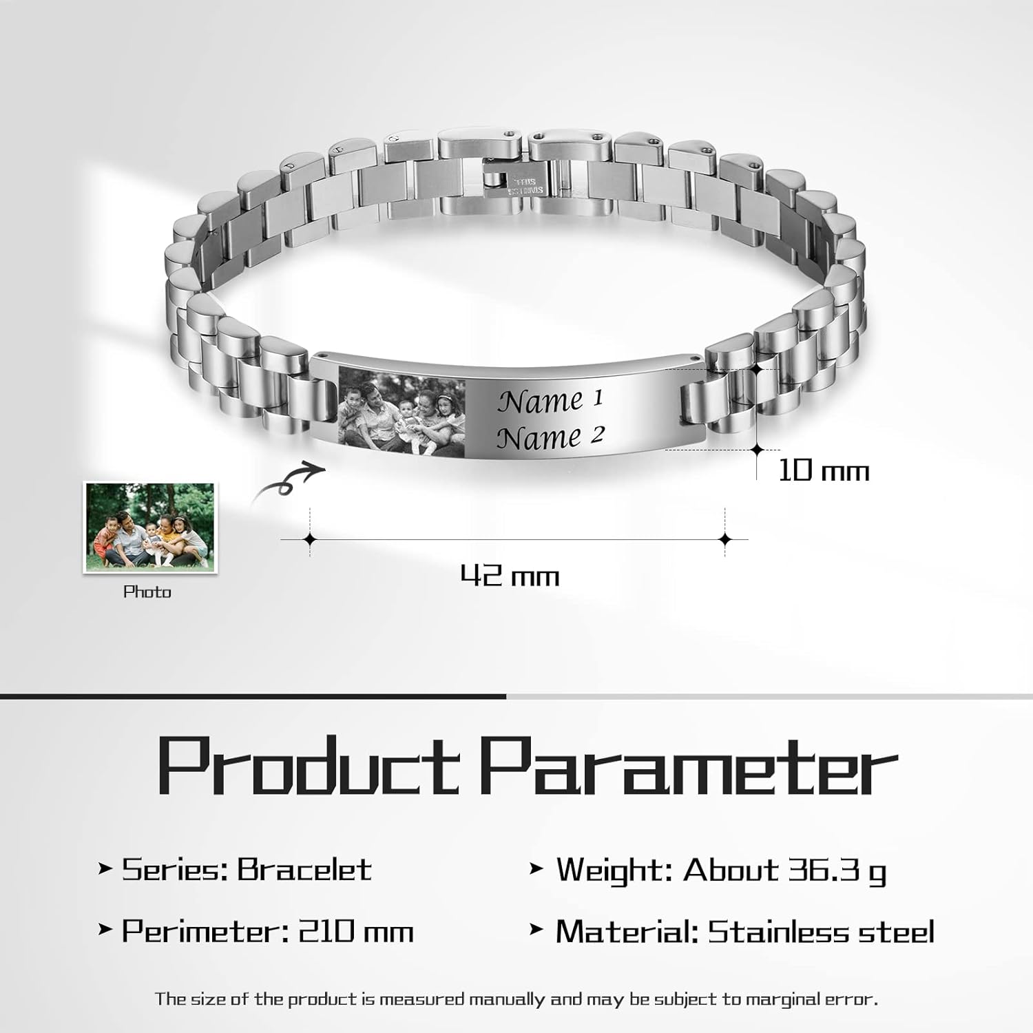 Personalized Custom Name Photo Bracelets for Men Customized Picture Bracelet Gifts for Boyfriend Husband Father Day