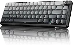 ATTACK SHARK X66 Teclado mecânico sem fio para jogos com botão, modo triplo USB-C/BT5.0/2.4G,com junta montada,60% RGB,teclas PBT impressas na lateral,hot swap strawberry switch(Moonlight)
