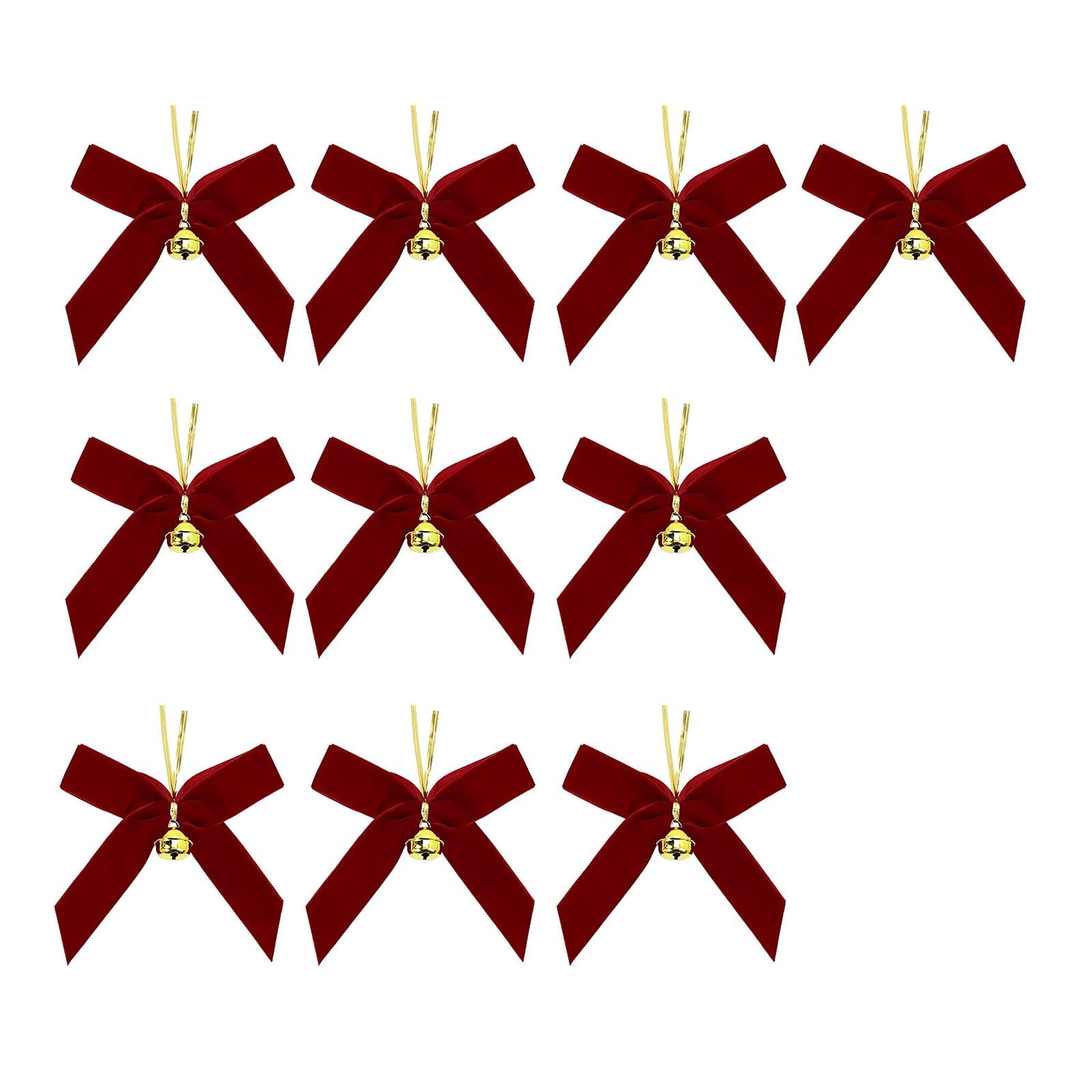 Xjdzineq 10Pcs Velvety Fabric Bowknot Christmas Bells Bowknot Ornament for Wreath Mantels Wrapping Christmas Tree Decoration Holiday Ribbon Ornament