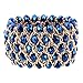 Kaymen Jewelry Luxury Gold Plated Cross Chians and Crystal Stone Knit Exaggerated Bangles Bracelets for Women 5 Colors (Blue)