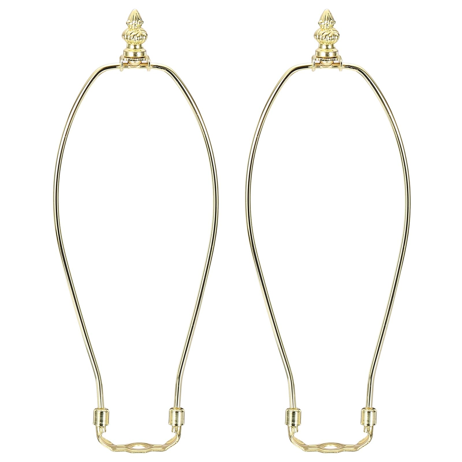 PATIKIL 2 Set 12" Lamp Shade Harp Holder, Heavy Duty Detachable Lampshade Brackets with 1.38" Height Solid Metal Finial Shade Holder for Table and Floor Lamps, Gold