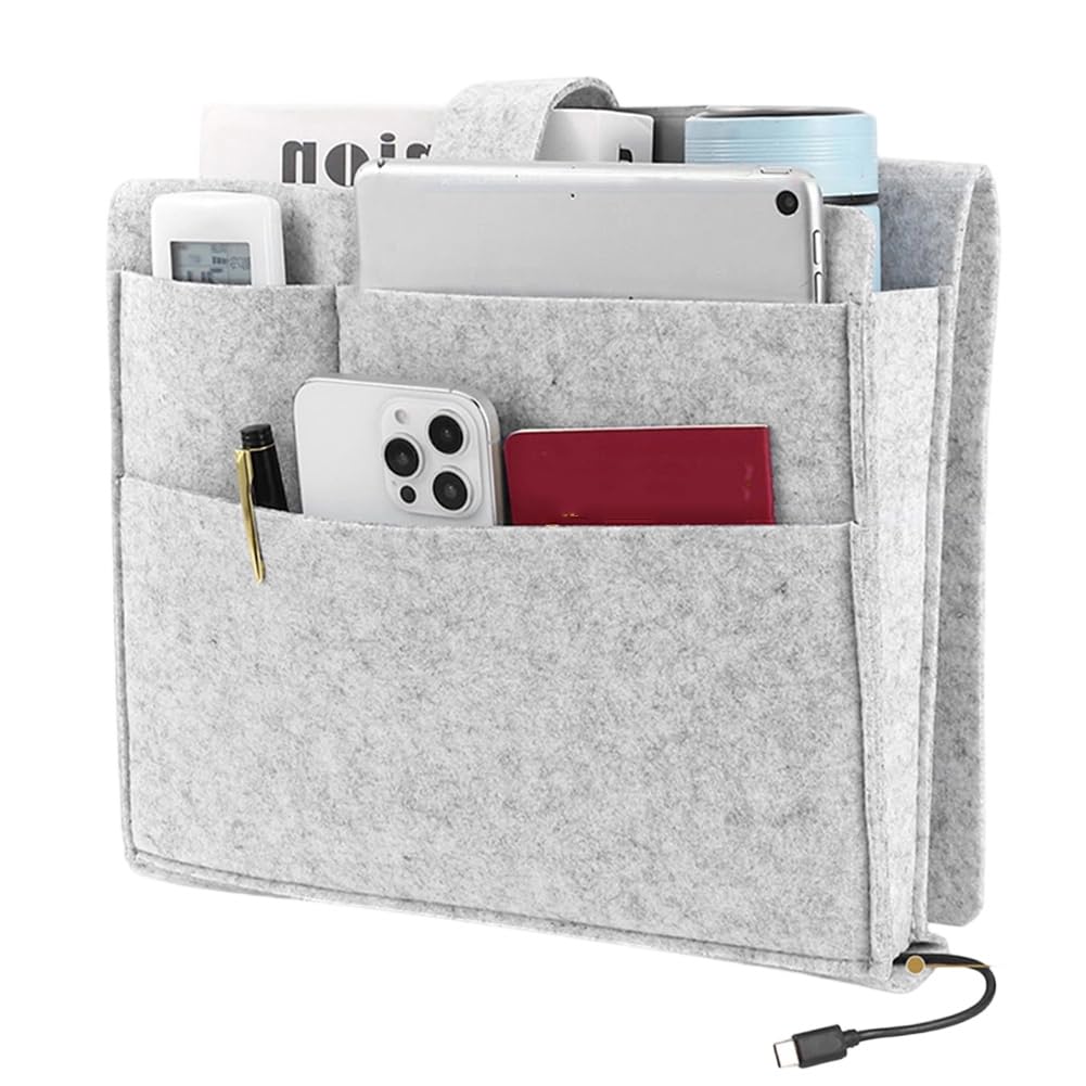 IJSDNVJNDX Felt Storage Bag Organizer, for Books, Remotes, Magazine Holder, Ideal for Bed, Bunk, Dorm, Sofa