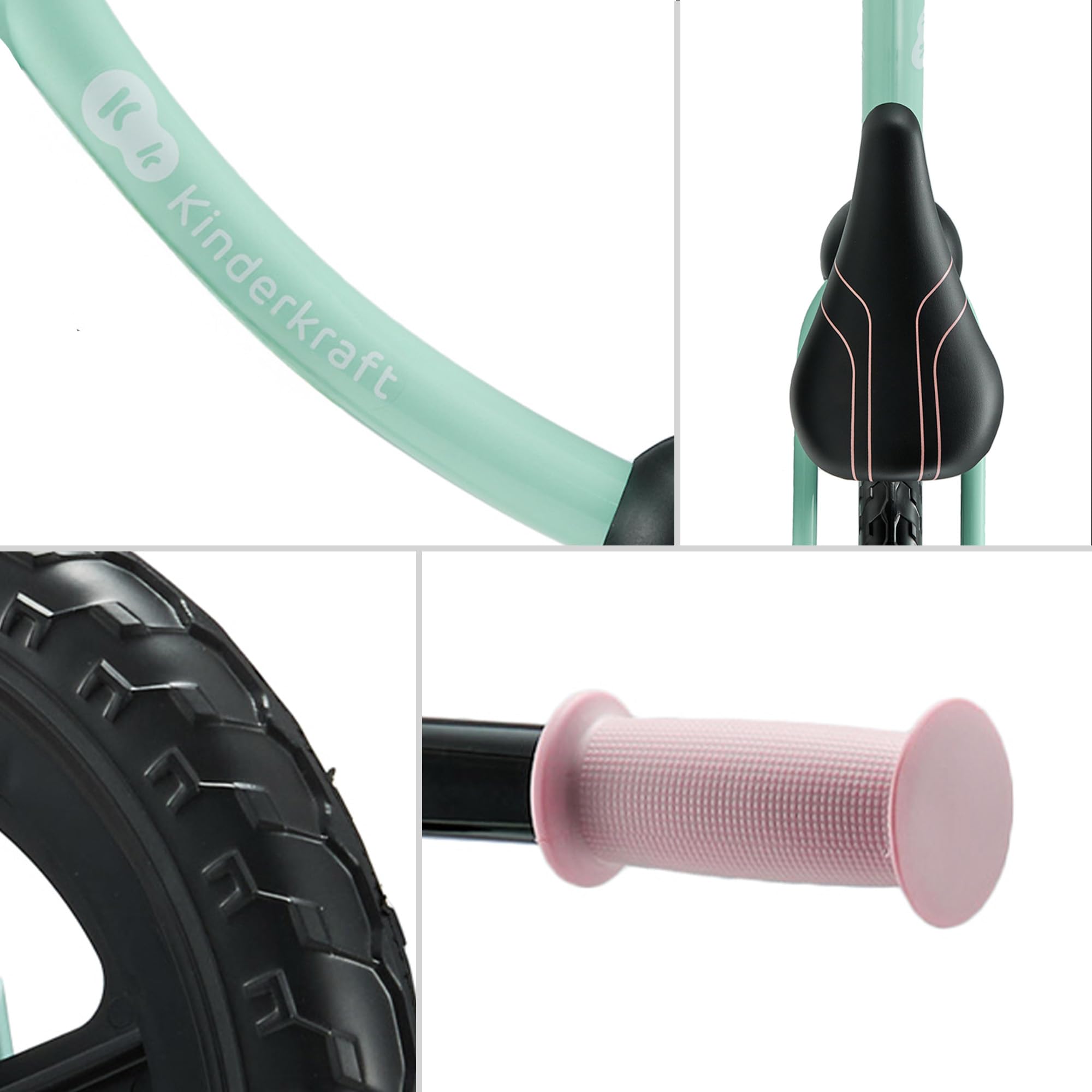 Kinderkraft 2WAY NEXT OFF ROAD Bicicletta fino a 35 kg, bicicletta per bambini, ruote da 12 pollici, sella e manubrio regolabili in altezza, facile da montare, impugnatura in gomma, menta