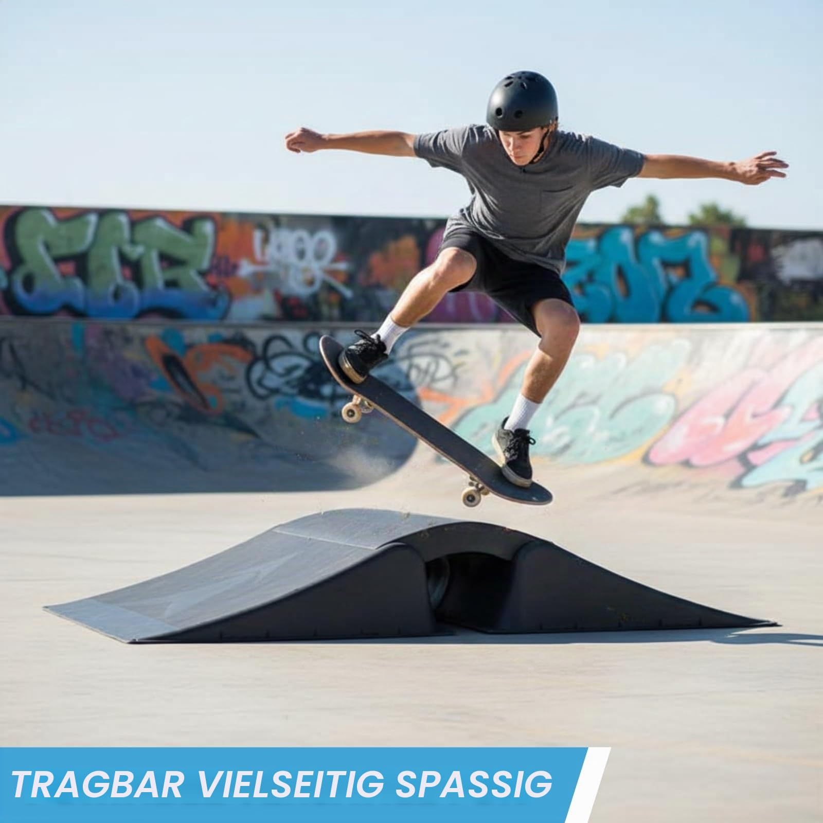 Outdoor Play | Skater Rampe mit DREI Funktionen | Skate Ramp für Skateboard, Inliner, Rollschuhe, Fahrrad, RC Cars, BMX Bikes, Skates. Nicht für Stuntroller oder Scooter geeignet!