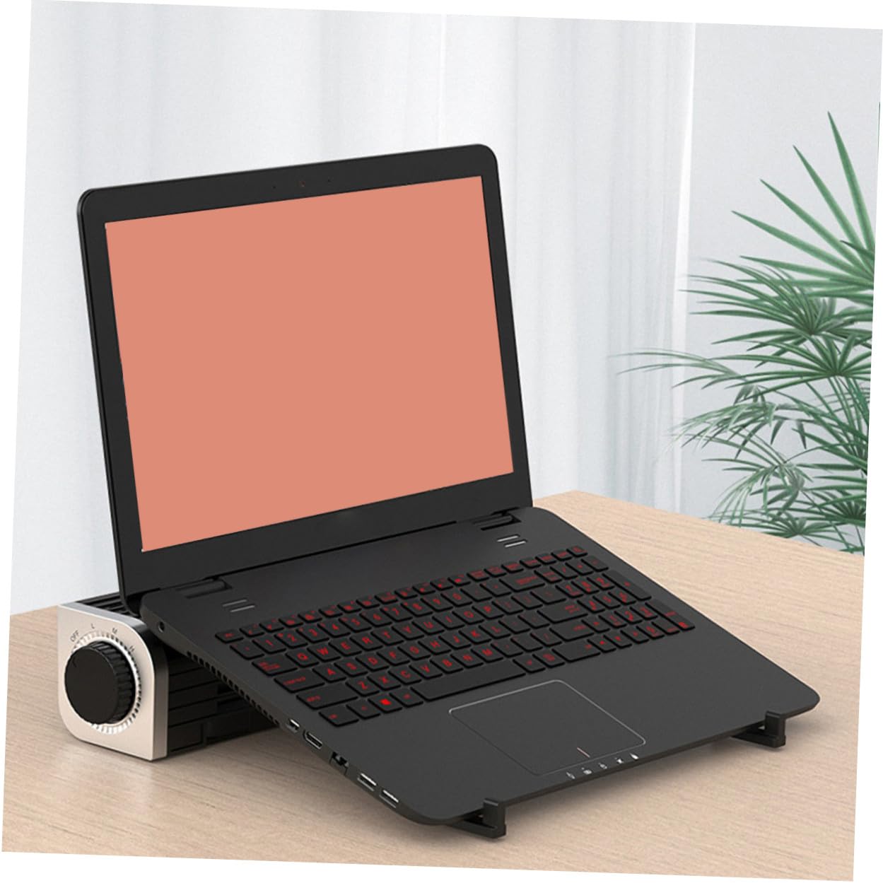 Refrigerador para Portátiles Negro de Aleación de Aluminio y Abs | Ventilador de Enfriamiento Usb, Soporte de Refrigeración para Portátil con Enchufe Trasero, Diseño Silencioso
