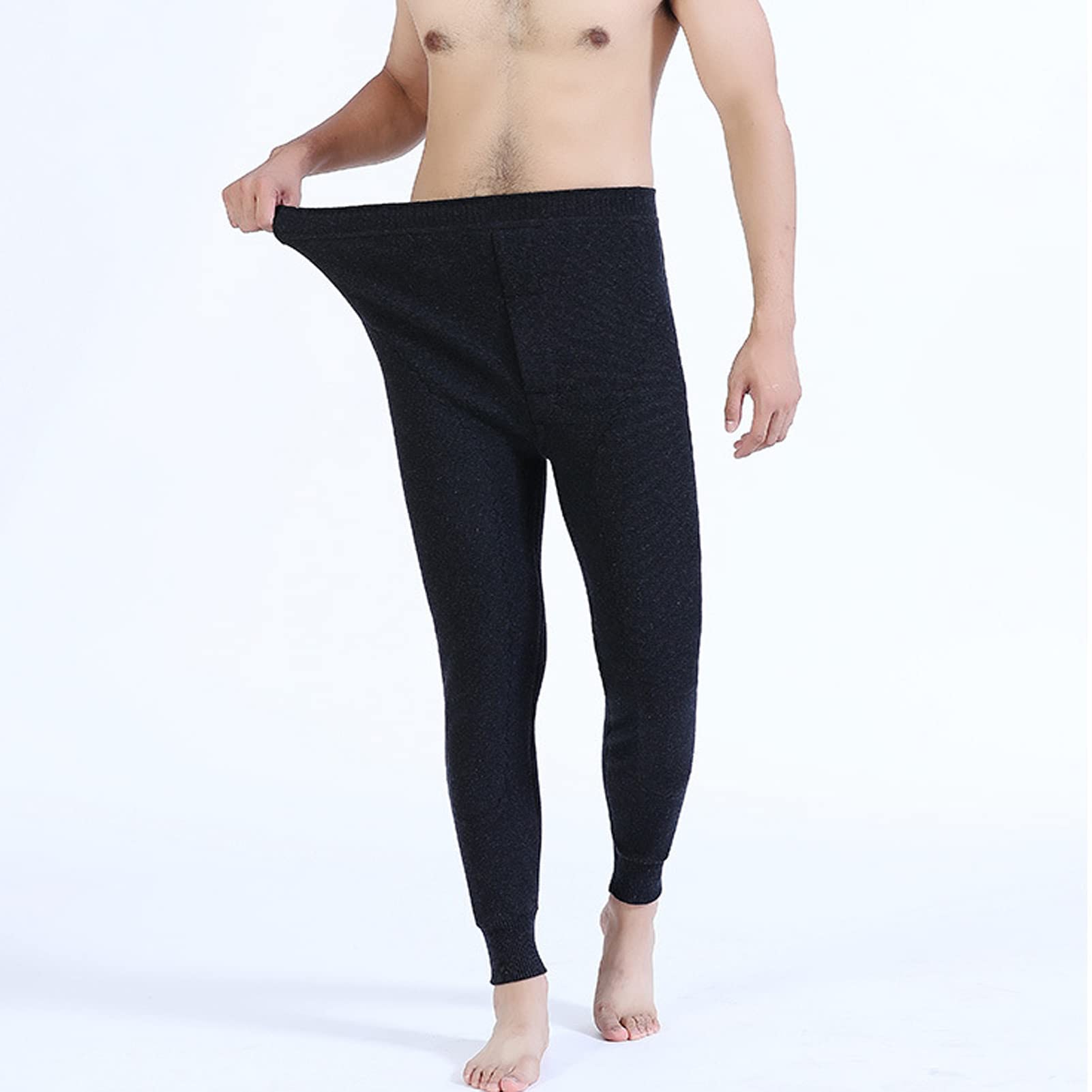Pantaloni termici in pile da uomo biancheria intima Elasticità a vita alta pesante inverno caldo foderato lunghi Leggings pantaloni della