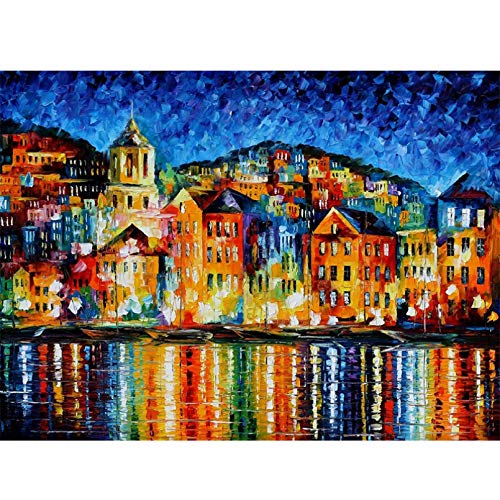 QAZEDC Pintura Mural Pintura de Paisaje Abstracto Cartel de Paisaje Urbano Nocturno e Impresiones Pintura en Lienzo Obra de Arte Cover