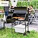Outsunny Charcoal BBQ Grill with Smokestack, Foldable Side Shelf, Warming Rack, Bottom Shelf, Lid, Temperature Gauge, Wheels for Outdoor Cooking Garden Party, Black
