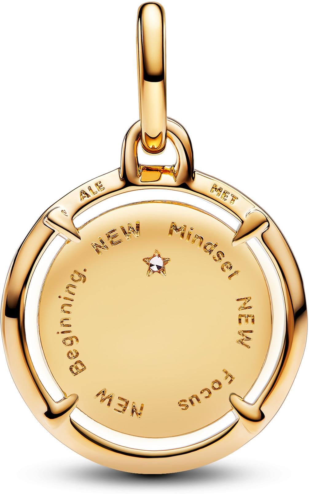PANDORA ME Skarabäus-Käfer Medaillon-Charm aus Sterling Silber mit vergoldeter Metalllegierung und Zirkonia, Kompatibel ME und Moments Armbänder, 763413C01