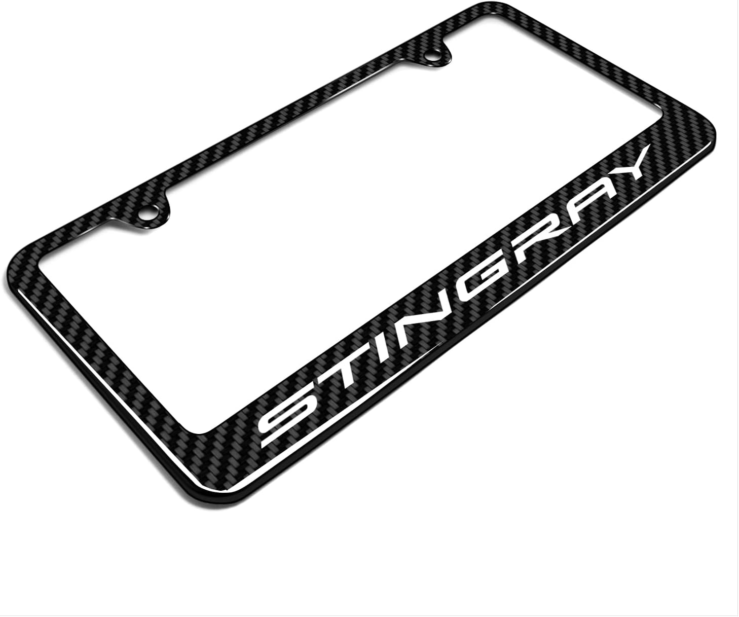 iPick Image for Chevrolet Corvette C8 Stingray Black Carbon Fiber Look ABS Plastic License Plate Frame is Official Licensed