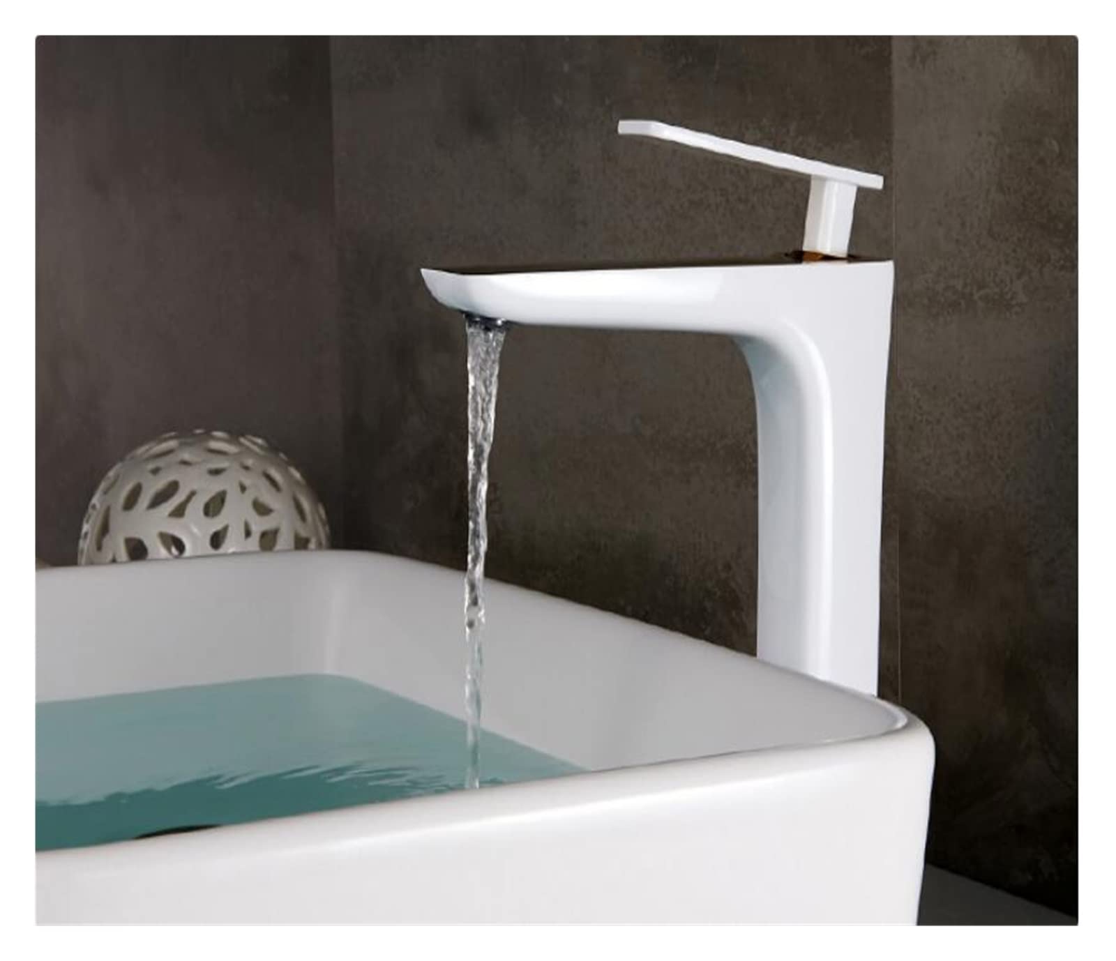 Mitigeur de lavabo blanc et or haut robinet salle de bain eau chaude froide