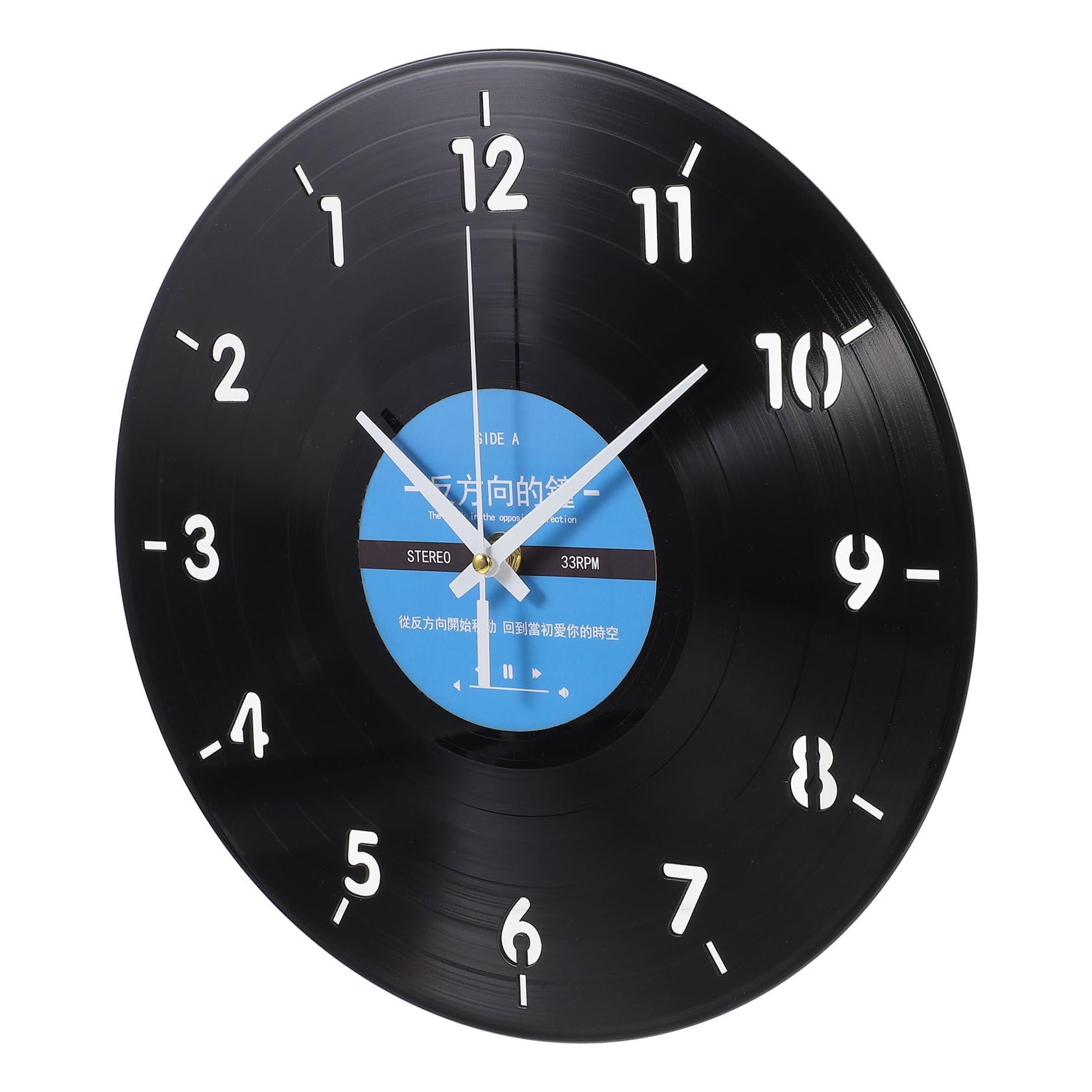 Horloge disque vinyle silencieuse et rétro à aiguilles inversées