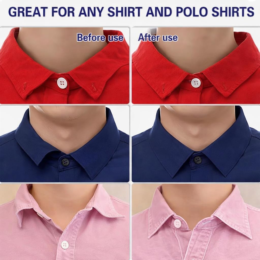 Collar stay, Collar Shaping Stickers, shirt collar stays, No Curl Collar Support, polo shirt collar support, Collar Stays for Men's, collar stiffeners for polo shirts (60 PCS)