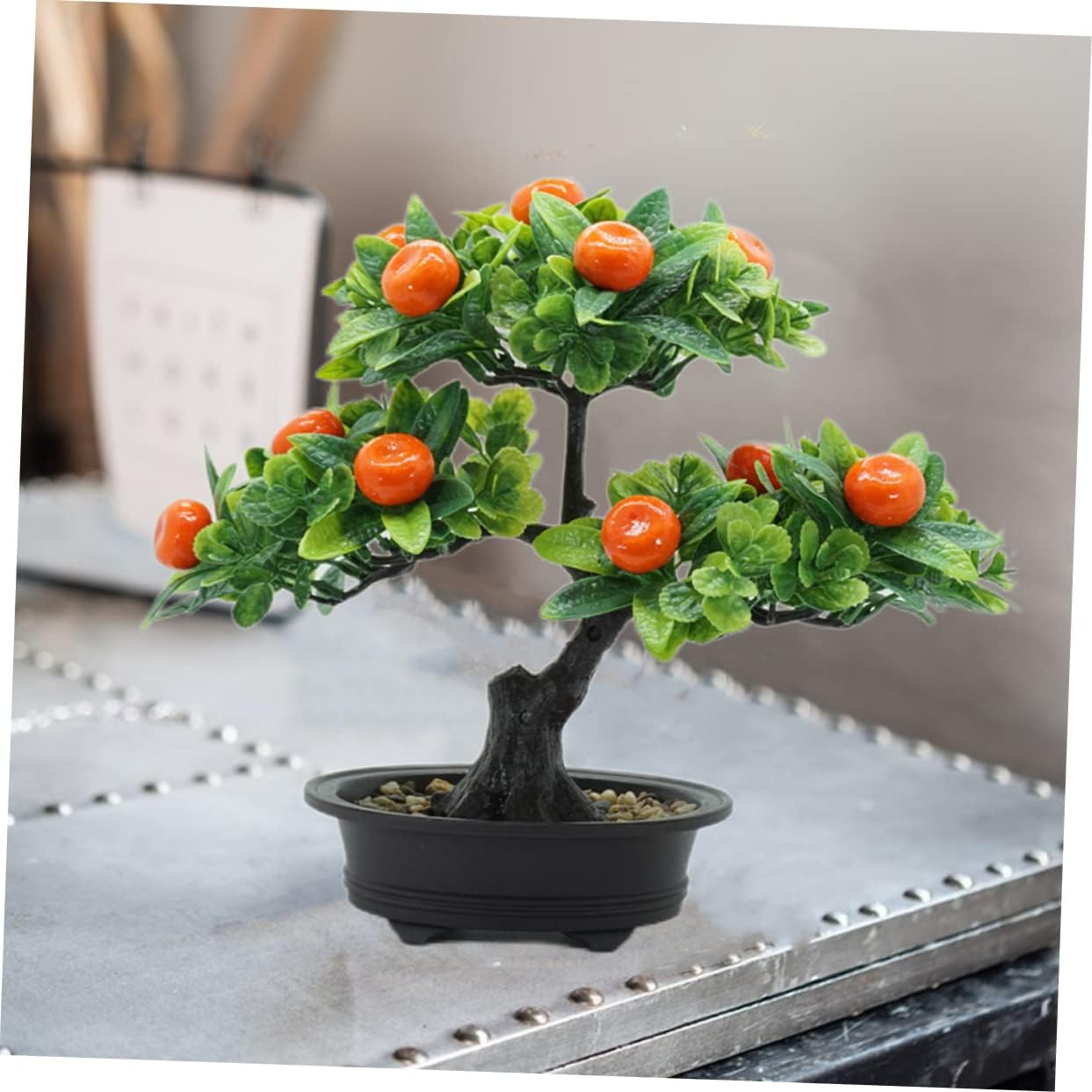 2pcs Faux Fruit Tree Decor Artificial Bonsai Simulated Fruit Plant Fake Tree Home Ornament