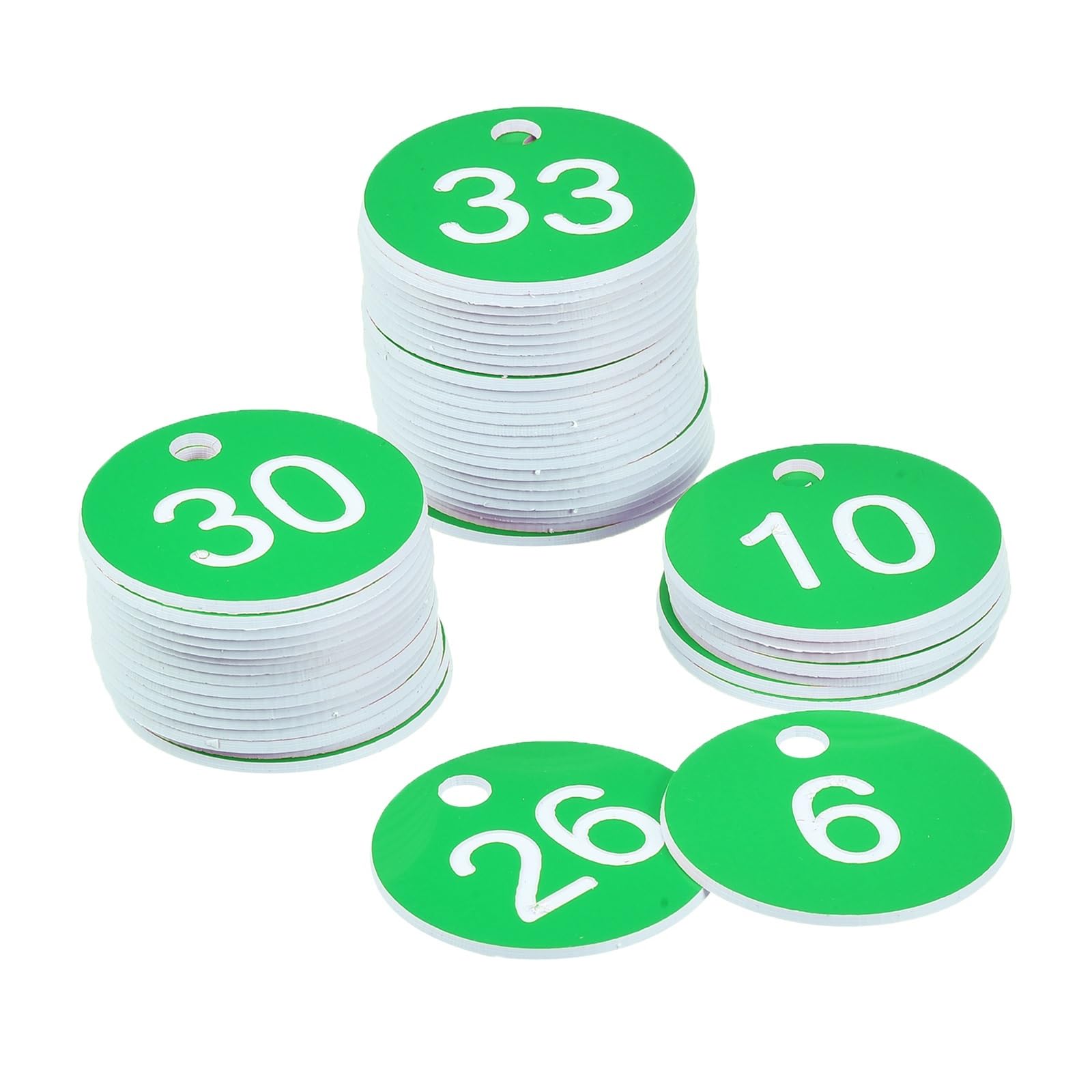 Lot de 100 étiquettes d'identification rondes en plastique acrylique gravé de 1 à 100 pour vêtements, sac de bureau, décoration pour restaurant, café, casier, hôtel