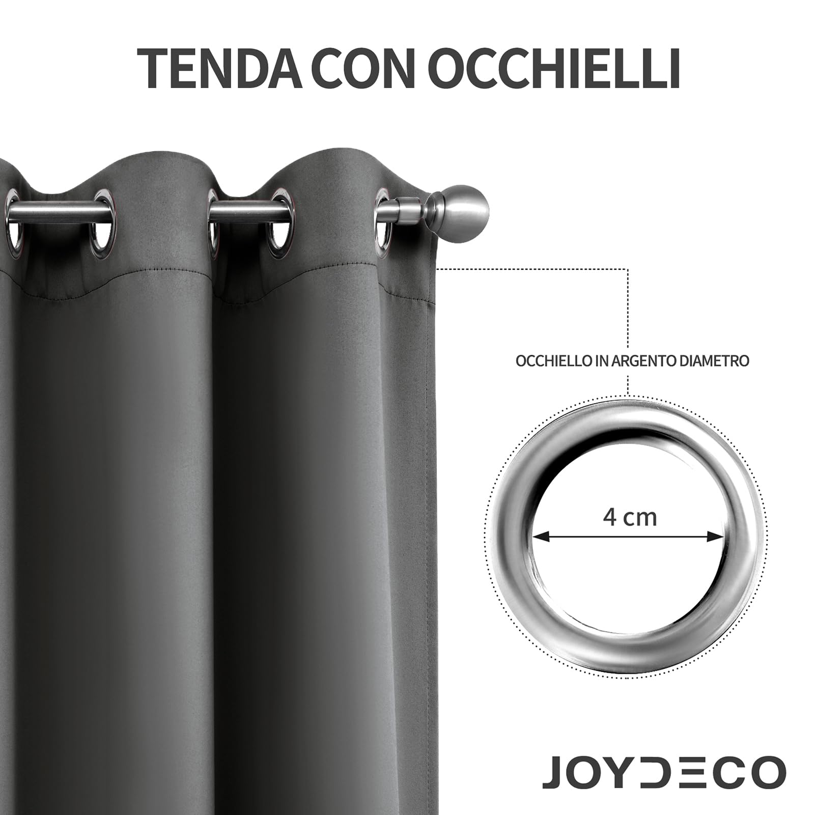 Joydeco Tende Oscuranti per Interni 2 Pezzi, Tende Termiche con Occhielli per Soggiorno Moderne, Cameretta Bambini, Camera da Letto Blackout Curtains(2xL135xA240,Grigio Chiaro)