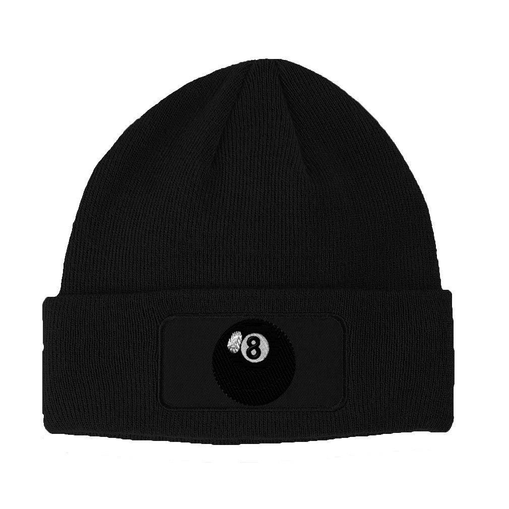 Speedy ProsCustom Patch Beanie Billiards Pool Solids Ball 8 Embroidery Acrylic Skull Cap Hats for Men & Women Black Design Only