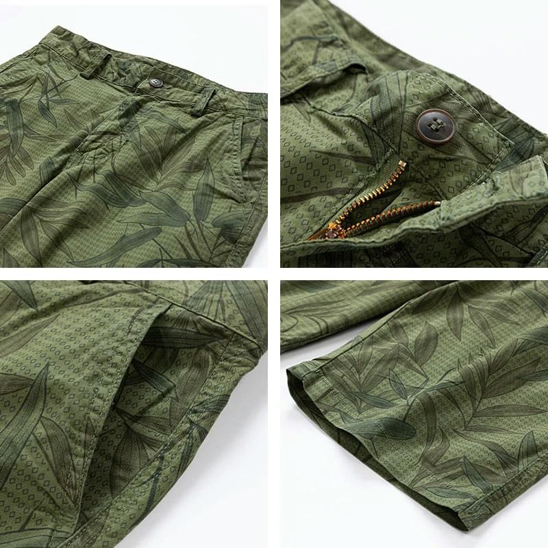 Men's Summer Casual Vintage Classic Pockets Cotton Cargo Shorts Twill Cotton