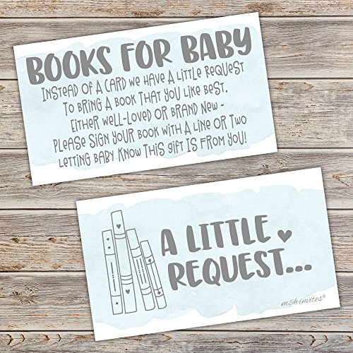 50 Blue Watercolor Books For Baby Shower Request Cards - Invitation Inserts - Boy Baby Shower #TOP4