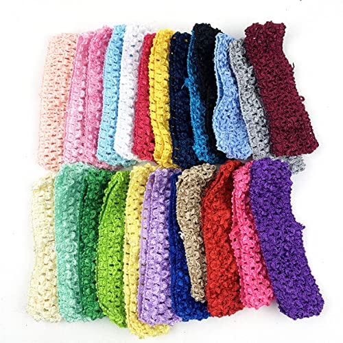Heyiwell 24PC Elastic Crochet Headbands,Knitted Headband Elastic Crochet Hairbands for Baby, Boy and Girl Hair Accessories,Mix