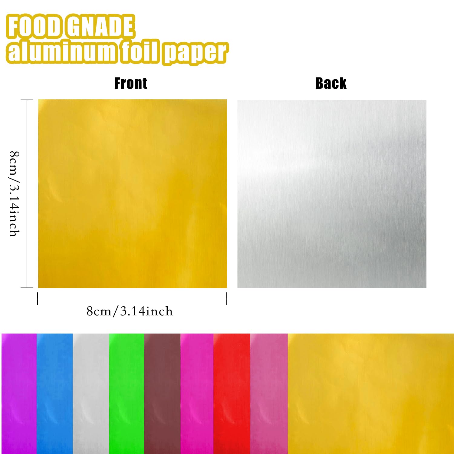 Candy Wrappers Chocolate Wrappers,900 Pieces Chocolate Wrappers Sugar Wraps Square Candy Wrapping Papers Aluminum Foil Paper for Caramel Candies Packaging Decoration (3.1 Inches)