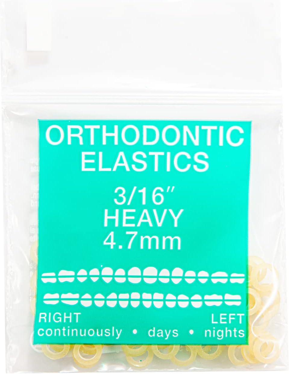 JMU Orthodontic Elastics 3/16 Heavy, 100 Pack Orthodontic Rubber Bands, Intraoral Elastic Bands Latex Dental Rubber Bands Made in USA