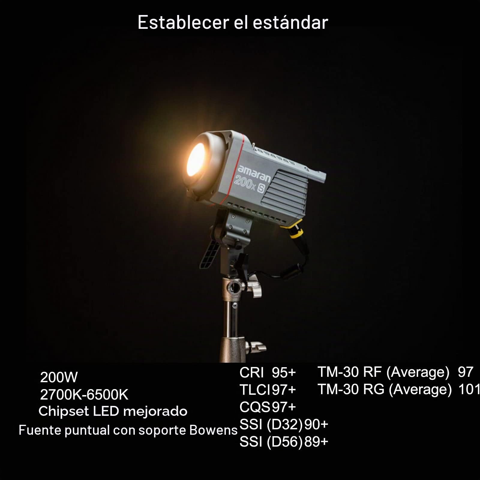 Aputure Amaran 200X S Luz de Video LED 200W Bicolor 2700K-6500K Montaje Bowens Luz Continua Control De Aplicación Bluetooth Ventilador Silencioso (Amaran 200XS)