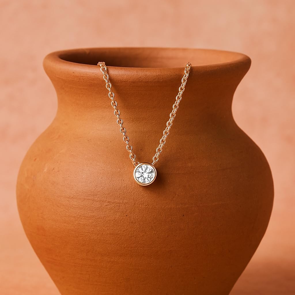 Fascinating Diamonds Bezel Set Solitaire Pendant for Women IGI Certified 14K Gold/Silver Lab Grown Diamond Choker Pendant Necklace With 18" Adjustable Long Chain (E-F-G, VS1-VS2, 0.25-5 c.t.w) - Image 4