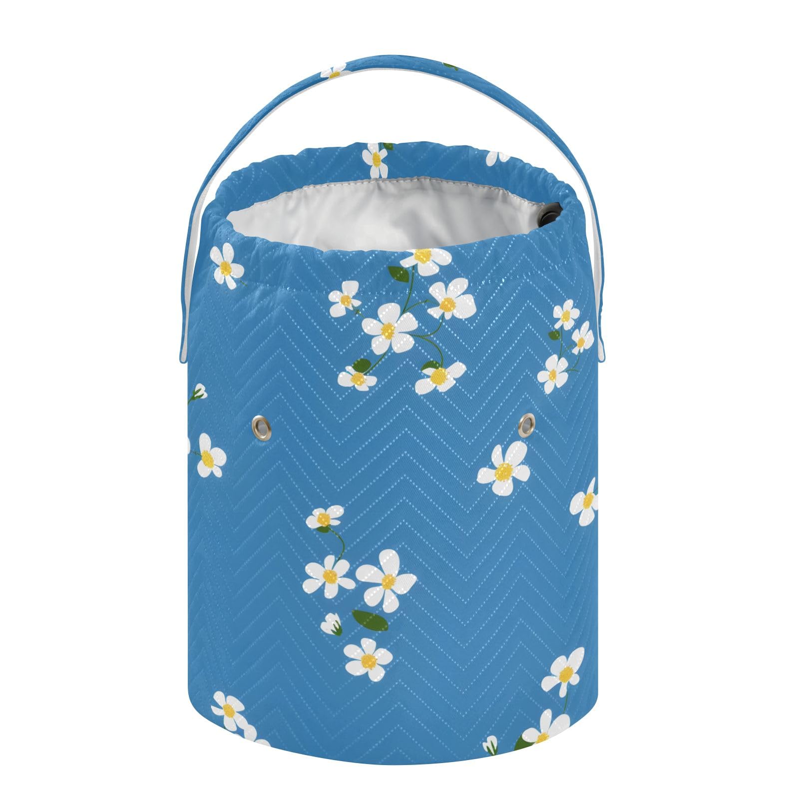 Yarn Storage Bag Small Crochet Bag Knitting Bag Organizer Blue White Flower Yarn Bags for Crocheting Basket