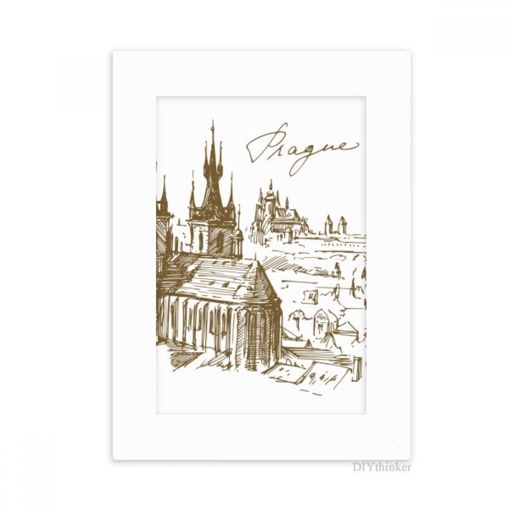 Cadre photo Prague blanc art de table haute qualité artistique multicolor