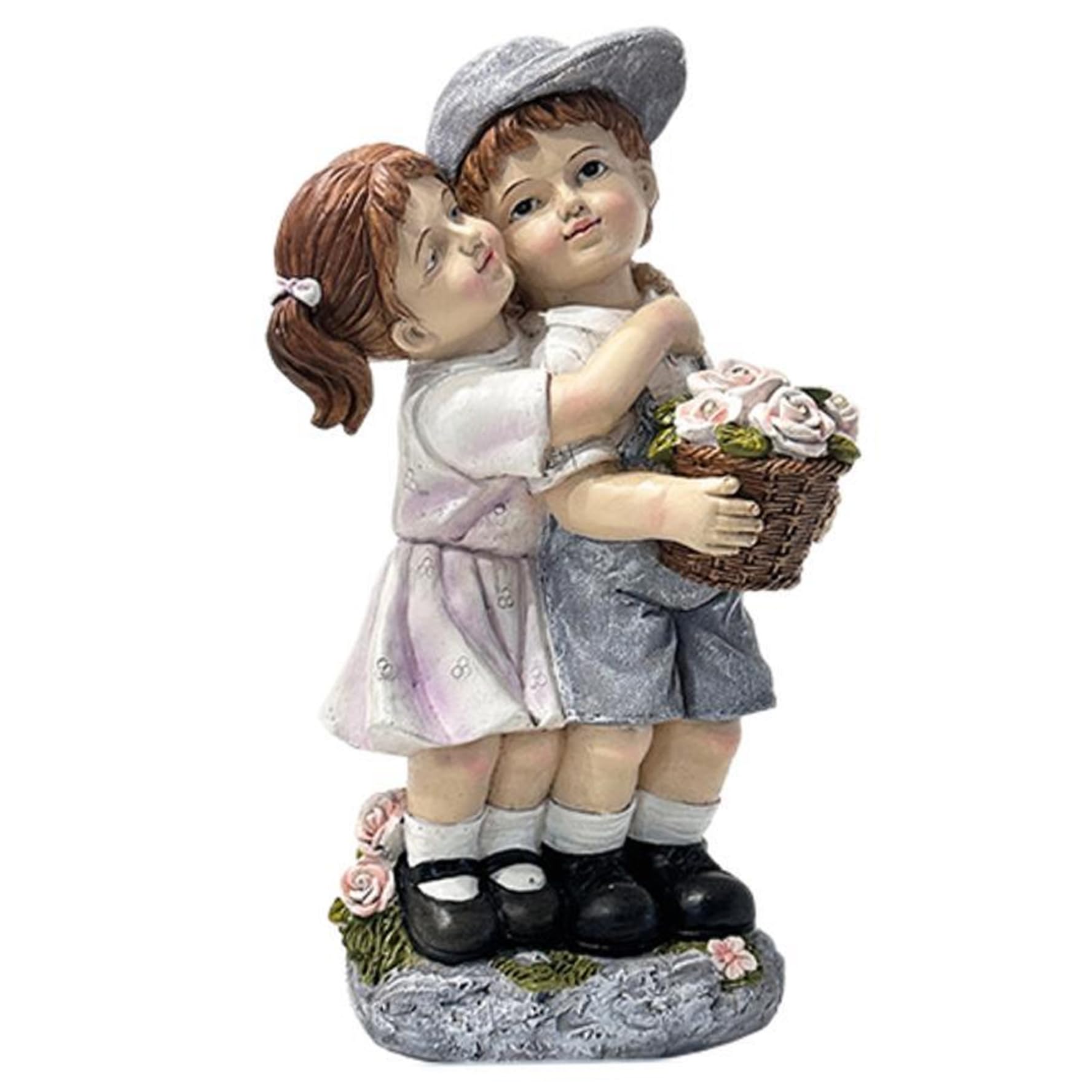 Adornos de jardín solares, estatuas de jardín solares para niños y niñas, estatuas de Resina Resistentes a la Intemperie para Exteriores, césped, Patio, balcón, Adornos de