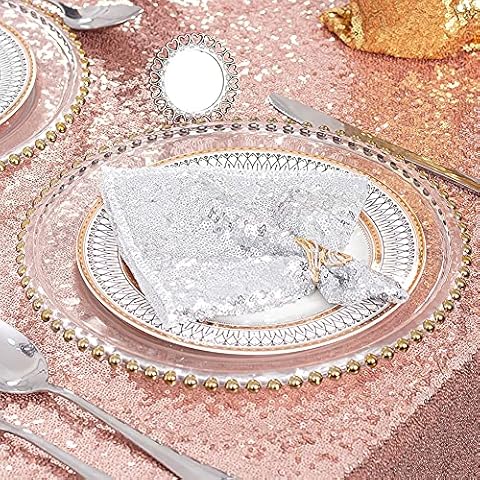 Eternal Beauty Sequin Napkins 12"x12", Bling Silver Napkins Pack 12, Giltter Dinner Cloth Napkins for Parties, Wedding (30cmx30cm-12pcs) Cover