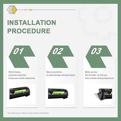 Miniatura 5 de 52D1H00 - Cartucho de tóner negro de alto rendimiento – Compatible con 3 unidades de repuesto de tóner 52D1H00 para impresora Lexmark MS810de