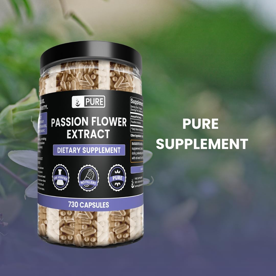 PURE ORIGINAL INGREDIENTS Passion Flower Extract (730 Capsules) No Magnesium Or Rice Fillers, Always Pure, Lab Verified - Image 5