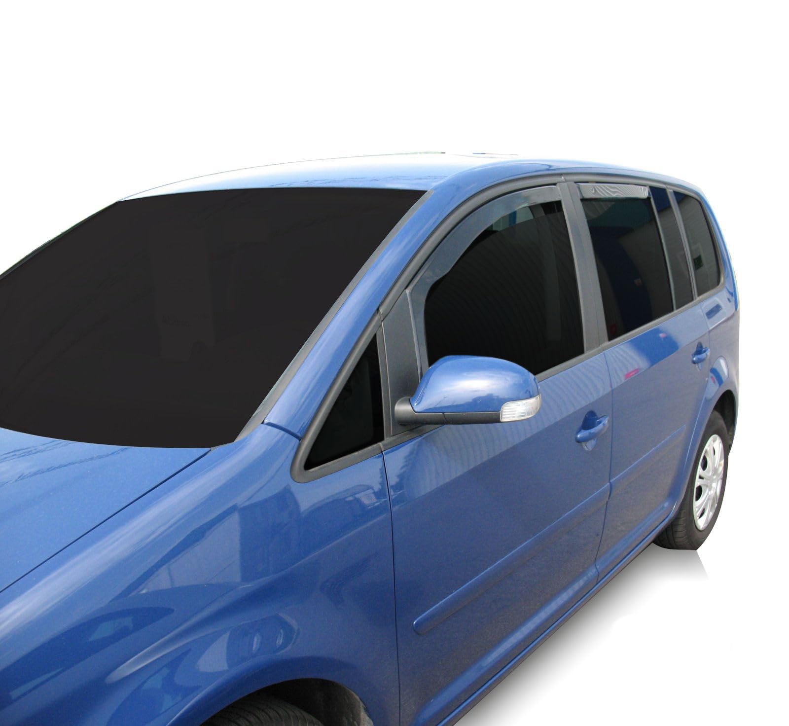 J&J AUTOMOTIVE GD Déflecteurs d'air et de Vent pour Volkswagen Touran 2003-2015, Ensemble 4pcs, Teintés, Avant et Arrière, Aérodynamique