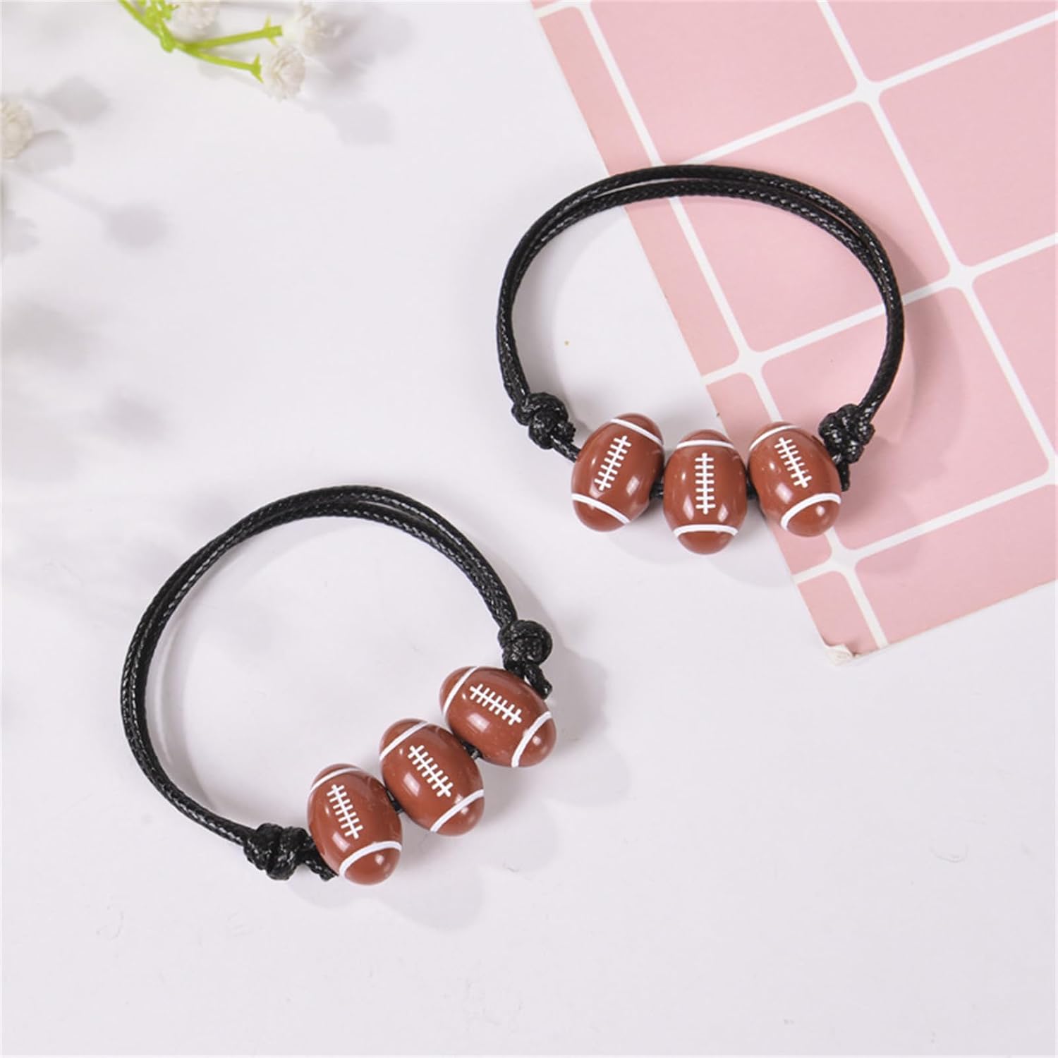 4PCS Braided Sport Bracelets for Women Men Personalized Sports Themed Ball Basketball Rugby Volleyball Football Beads Friendship for Team Charm Jewelry - Image 6