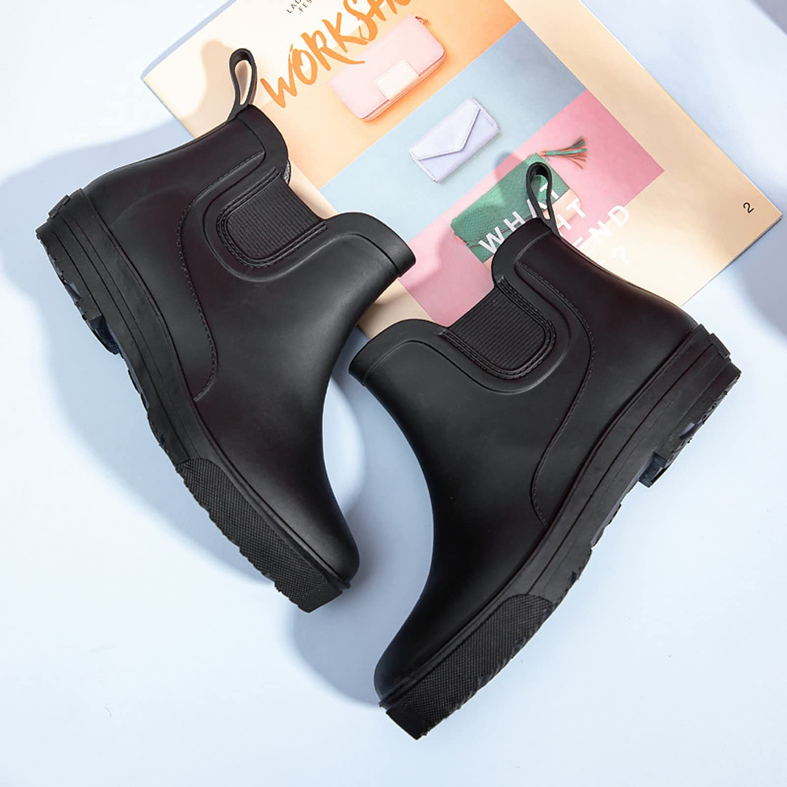 Botas de equitación para mujer con interior de algodón, botas de lluvia para exteriores, zapatos de goma