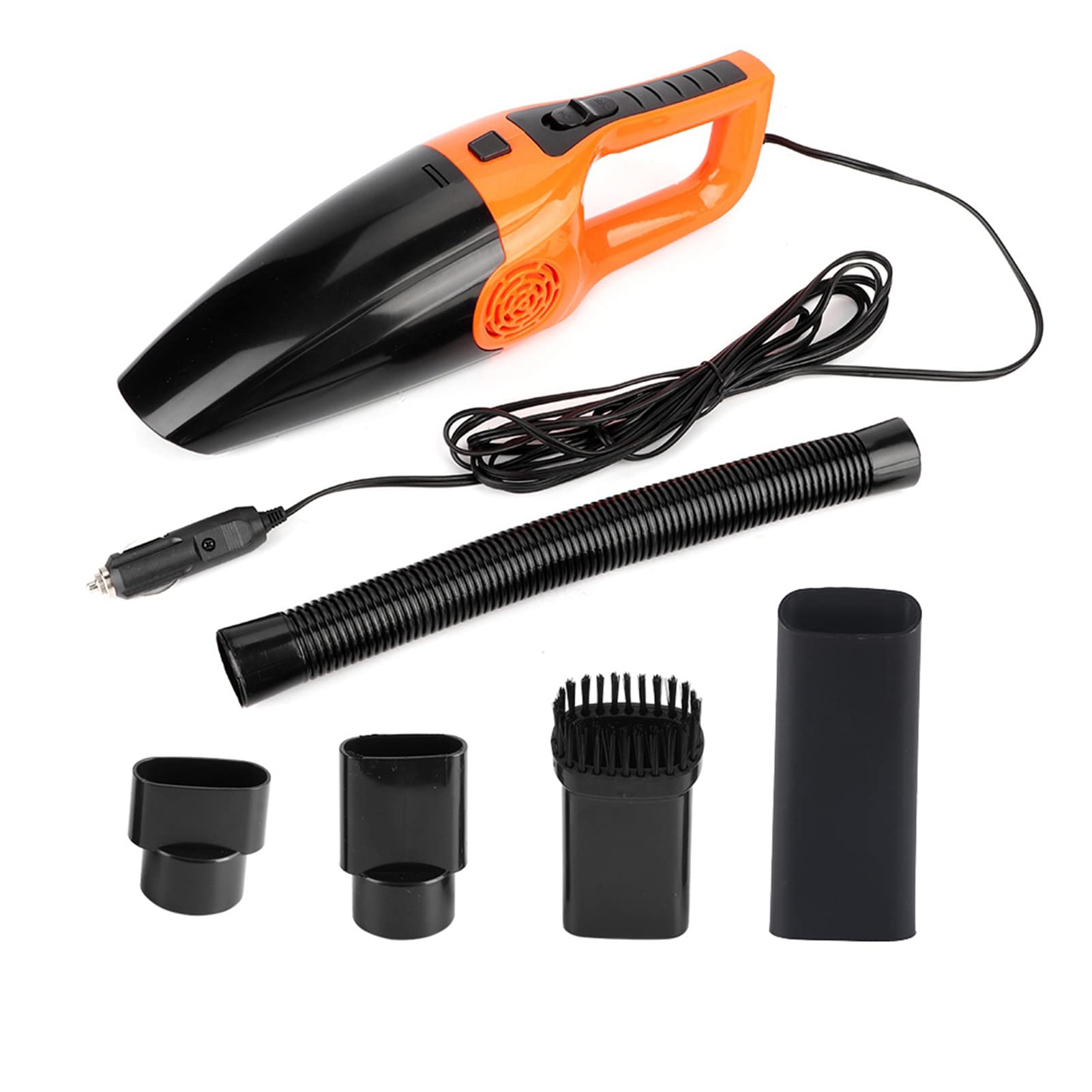 12V Wired Handheld Car Vacuum Cleaner Portable Wet Dry Use Catcher with 3600pa Strong Suction for Car Corners Liquids Hair Nutshell Sandstone (Orange)