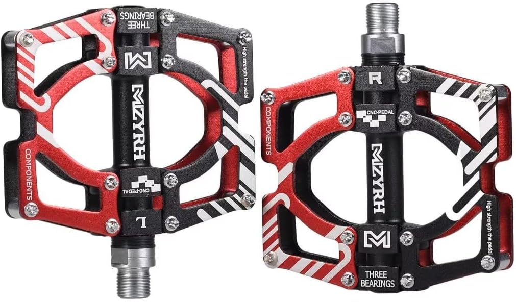 ThinkTop Aluminum Alloy Mountain Bike Pedals Axle 9/16 3 Bearing Platform Pedals Flat Sealed Ever Lubricate Bearing for Road BMX MTB Bicycle Cycling