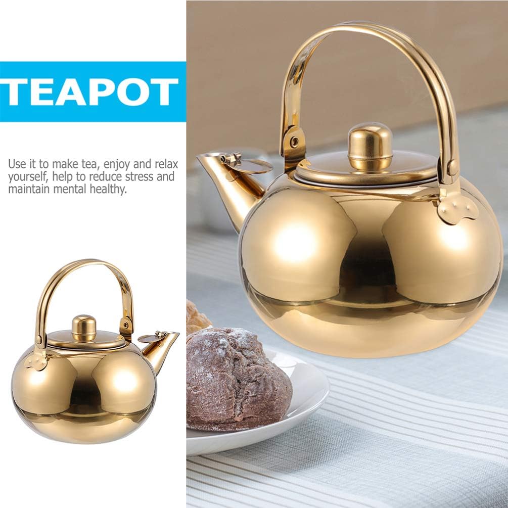 Espresso GoldenTea Kettle 1000ML Whistling Stovetop Tea Kettles Stainless Steel Stovetop Kettle with Removable Infuser, Household Whistling Tea Pot Teapot for Home Office, 2 L Tea