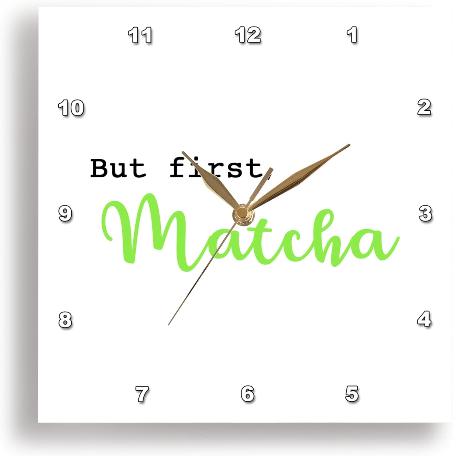 3dRose Wall Clock Silent - 13 inch - But First Matcha - Anne Collections Quotes