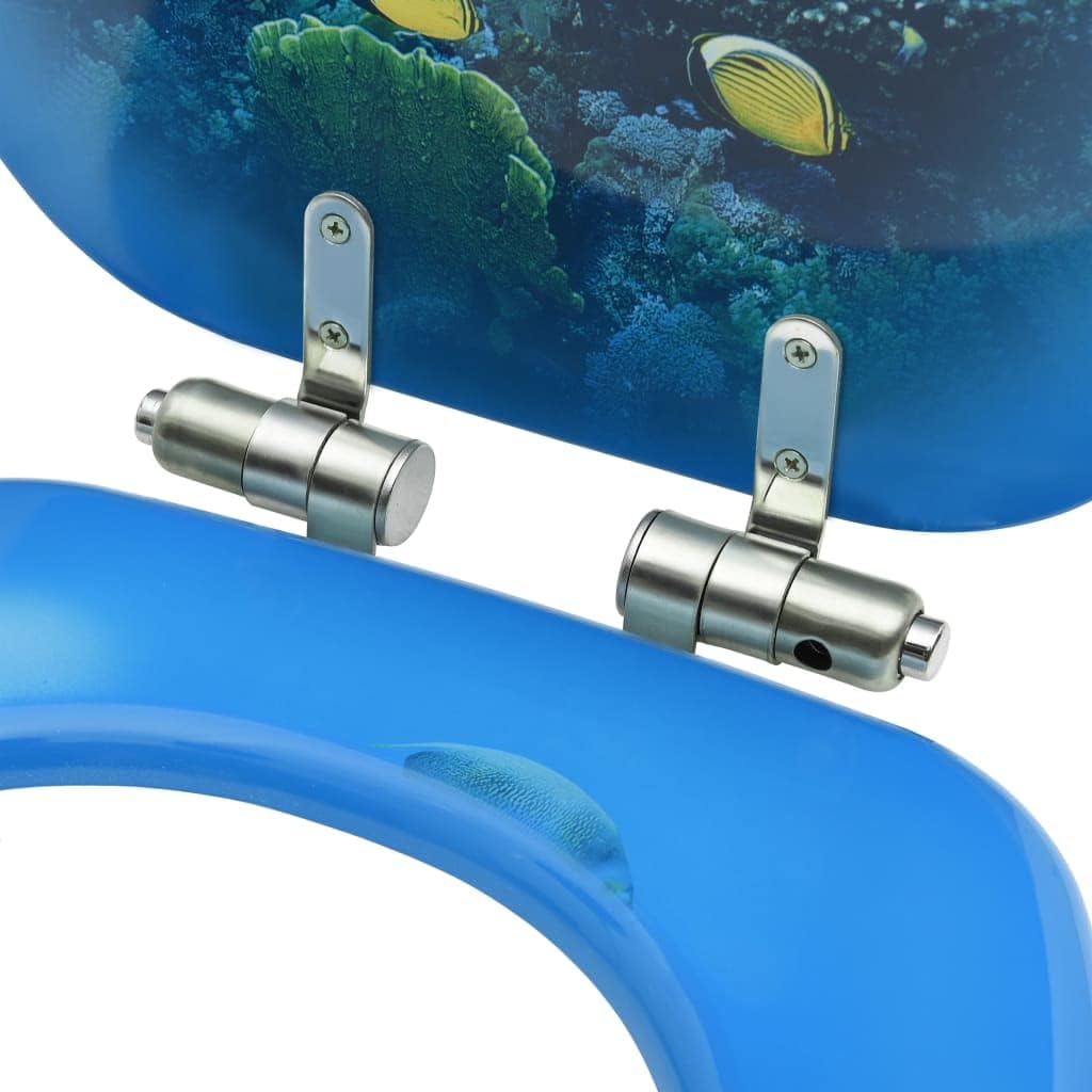 Hardware,Plumbing,Plumbing Fixture Hardware,WC Toilet Seat with Soft Close Lid MDF Deep Sea Design,Parts,Toilet