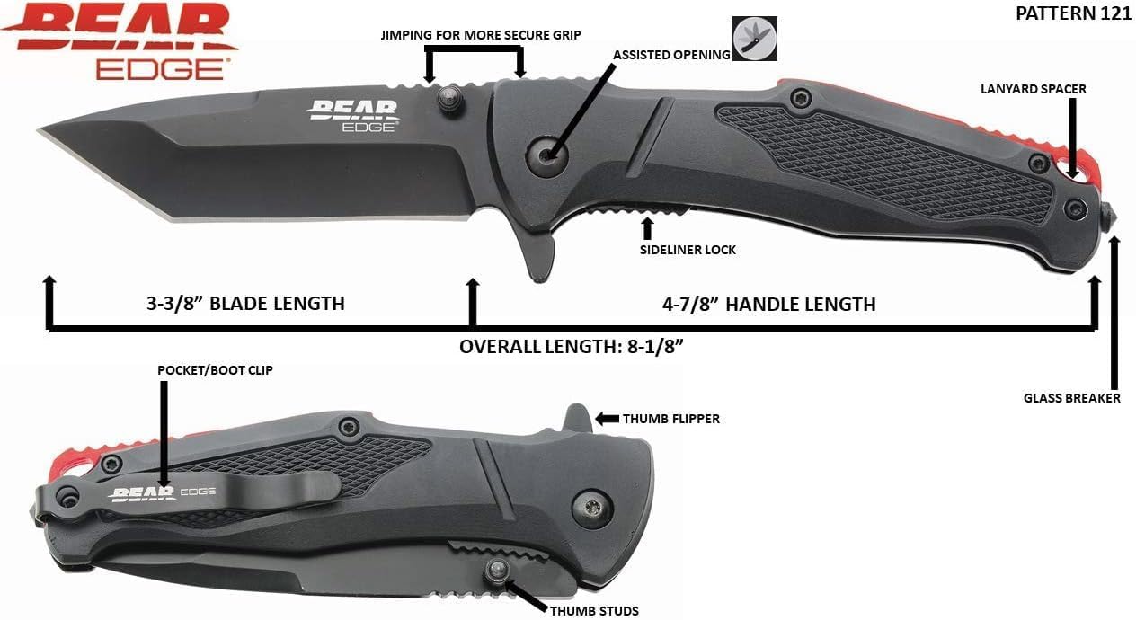 Sidliner Assisted Open Knife with Black & Red Aluminum Handle