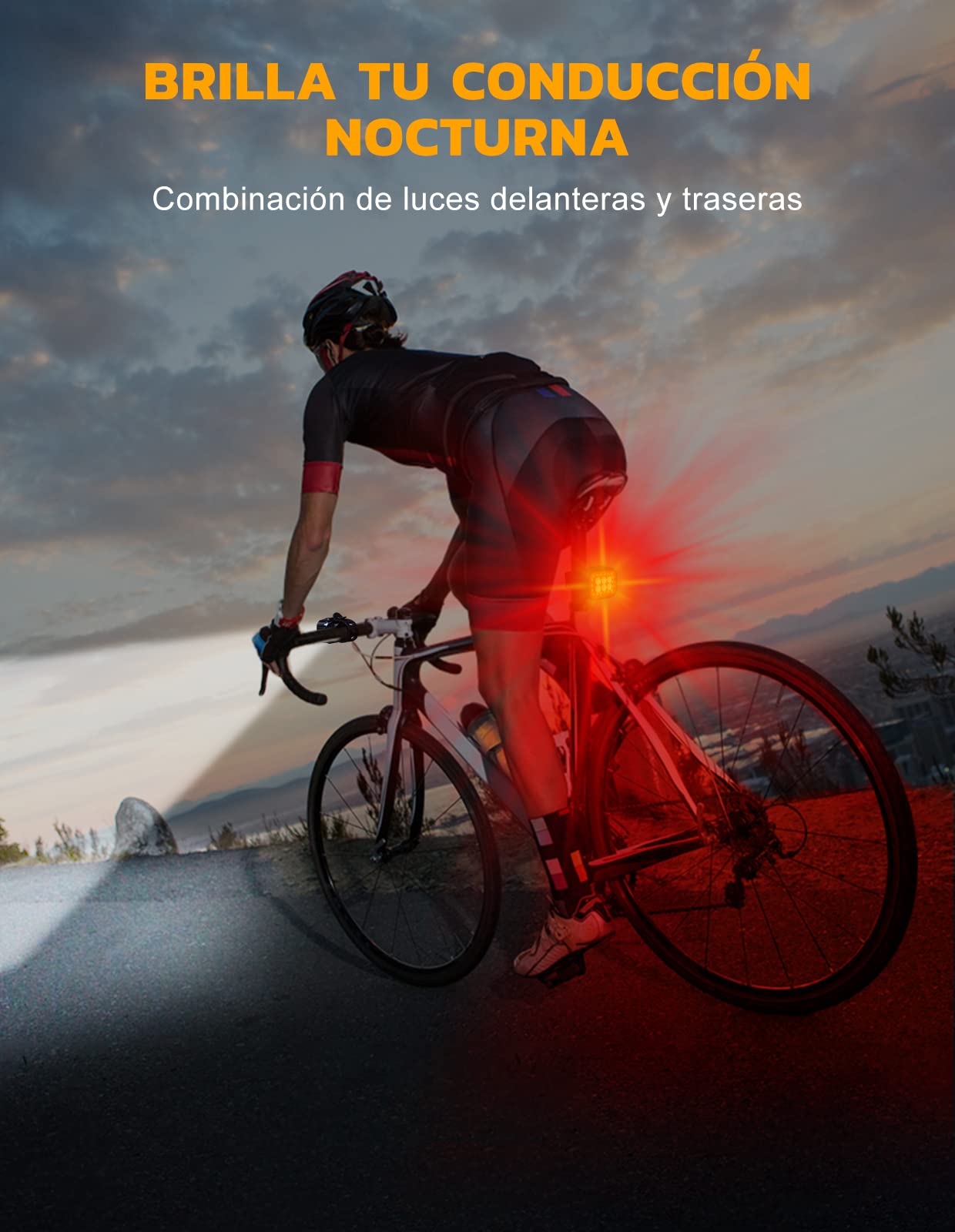 CIRYCASE Luz Bicicleta Traje Ultrabrillante, Luces Bicicleta Delantera y Trasera USB Recargable con Haz de Foco & Inundación, Luces Bicicletas Impermeables IP65 para Niños Montar Noche [8+12 Modos]