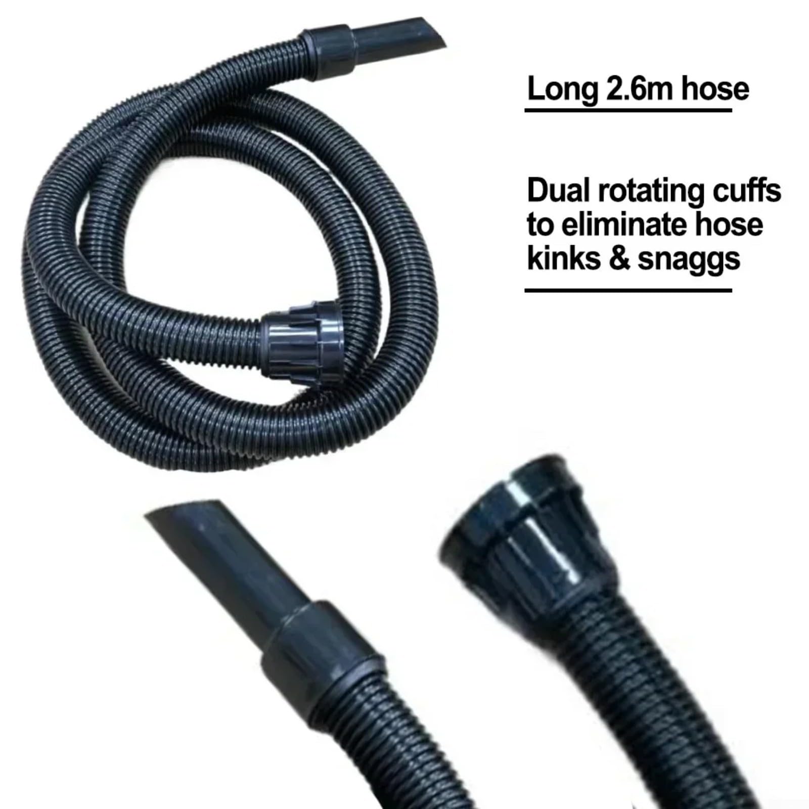 FUBESK Tubo di ricambio per aspirapolvere, lunghezza 2,5 m, diametro 32 mm, per Numatic Henry George Edward per aspirapolvere Hoover, nero flessibile