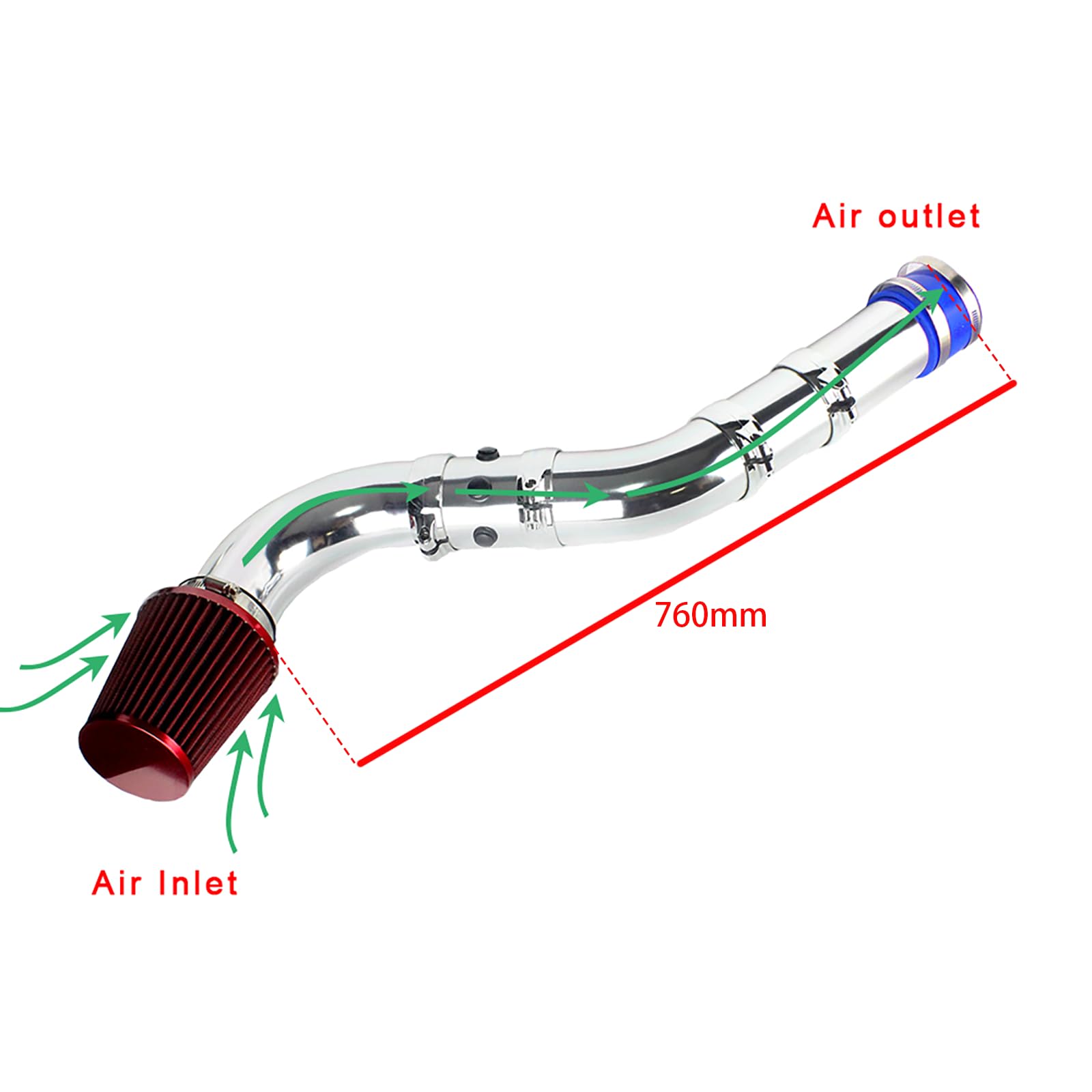 3 Pollice (76MM) Raffreddamento Aria Kit Filtro Ingresso Kit Di Aspirazione Dell'Aria Fredda Dell'Automobile Di Kit Di Induzione Del Filtro Dell'Aria Tubo Sostituzione Lega Alluminio Modifica