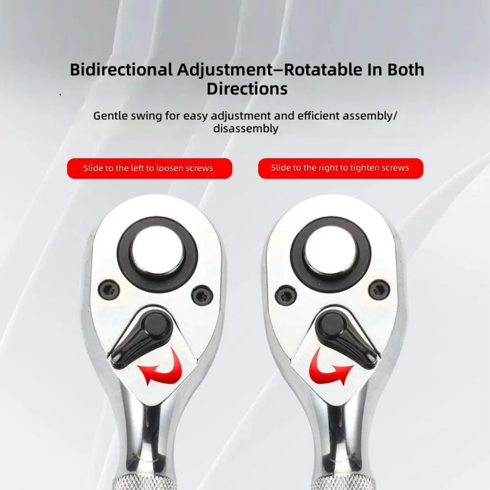 Llave de carraca con mecanismo de 72 dientes de 1/10.2 cm, 3/20.3 cm, 1/5.1 cm, interruptores reversibles, construcción de acero resistente, herramienta de trinquete ergonómica compacta para zonas